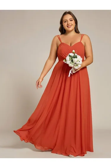 pretty RUBY|Plus Size Convertible Lace-Up Chiffon Bridesmaid Dress