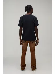 Skinny Stack Flare Multi pocket Distressed Spray Wash Cargo Trousers - 1