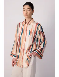 STRIP PATTERNED SATIN SHIRT