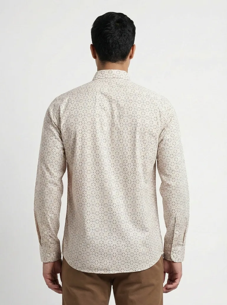 Cream Printed Shirt - 2