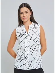 Women White Sleeveless Top - 2