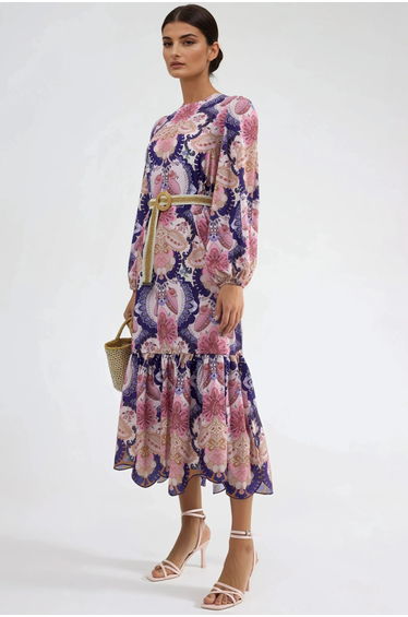 MSN Belted Paisley Patterned Midi Dress product thumbnail 3