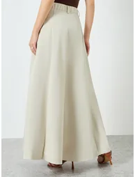Women Beige A-Line Maxi Skirt - 3