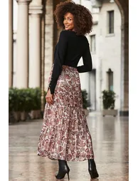 Blush Pink Paisley Print Maxi Skirt - 4