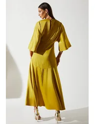 Satin Back Crepe Ruffle Wrap Maxi Dress - 2
