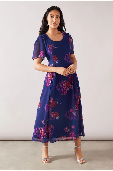 Petite Printed Chiffon Dress