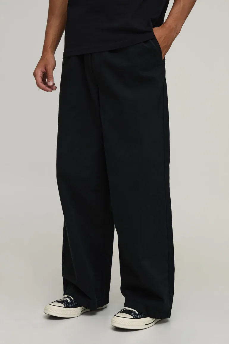 Essential Elasticated Waist Relaxed Comfort Fit Chino - black - 1