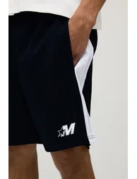 Regular Fit Striped M Star Panelled Short - black - 2