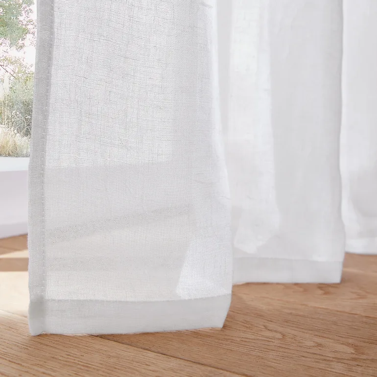 Aron Voile Panel in Polyester and Linen with Gathers - 2