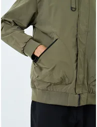 Men Olive Solid Bomber Jacket - 2
