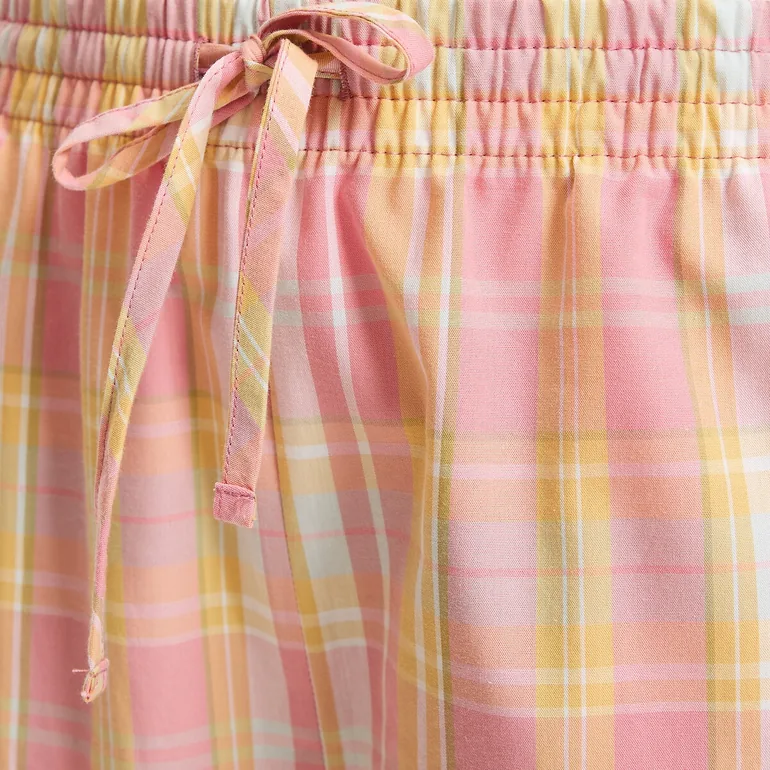 Pyjama Set with Ribbed Vest and Checked Trousers - 1