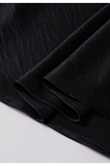 Luxurious Satin High Waist Seamed A-Lined Skirt in Black product thumbnail 3