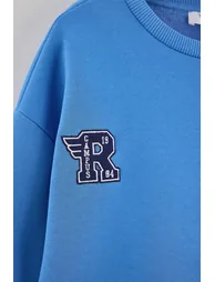 Blue Boy's Thick Fleece Lined Knitted Sweatshirt - 4