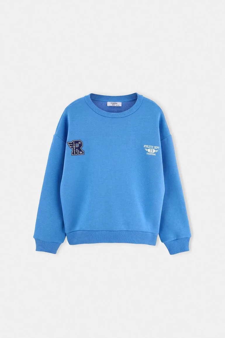 Blue Boy's Thick Fleece Lined Knitted Sweatshirt - 3