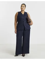 Simply Be Indigo Denim Look Wide Trouser