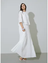 White Pleated Blouse and Skirt Co-Ord Set