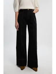 Denim Snaffle Wide Leg Trouser - 2