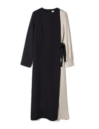 Black Column Midaxi Dress with Long Sleeve - 5