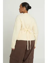 Plus Wrap Detail Cinched Waist Jumper - cream - 1