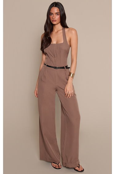 Mushroom Tailored Corset Belt Detail Jumpsuit