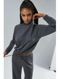 Modal Touch Half Turtleneck Blouse & Elastic Waist Pants Bersan Collection - 5