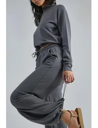 Modal Touch Half Turtleneck Blouse & Elastic Waist Pants Bersan Collection - 4