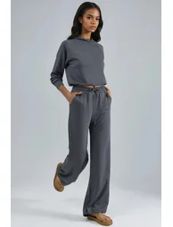 Modal Touch Half Turtleneck Blouse & Elastic Waist Pants Bersan Collection - 1