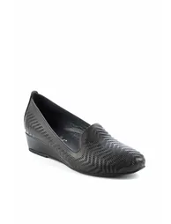Black Genuine Leather Women's Wedge Heel Shoes - 2