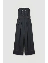 Tailored Denim Trench Bandeau Jumpsuit