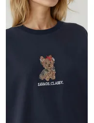 Embroidered Crew Neck Sweatshirt - 1