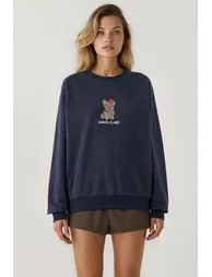 Embroidered Crew Neck Sweatshirt - 2