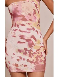 Multi Abstract Print Onion Skin Bandeau Mini Dress - 3