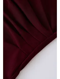 Faux Wrap Soft Mesh Elbow Sleeve Top in Burgundy - 2