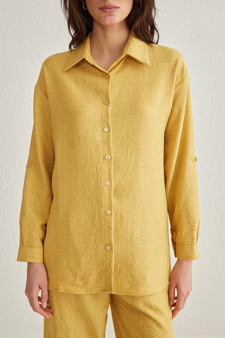 Yellow Woven Bottom-Top Set - 2