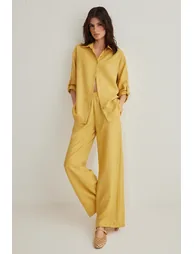 Yellow Woven Bottom-Top Set - 1