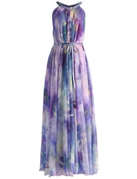 Floral Watercolor Maxi Slip Dress in Violet - 8