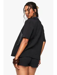 Crinkle Cotton Short Sleeve Beach Shirt - 1