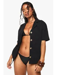 Crinkle Cotton Short Sleeve Beach Shirt