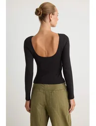 Blouse - Black - Slim fit - 3