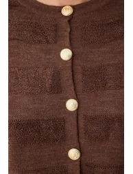 Brown Crew Neck Knitwear Cardigan - 5