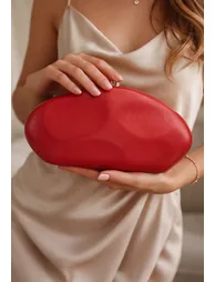 Cloud Shaped Textured Faux Leather Clutch in Red for Formal Gatherings & Dinners