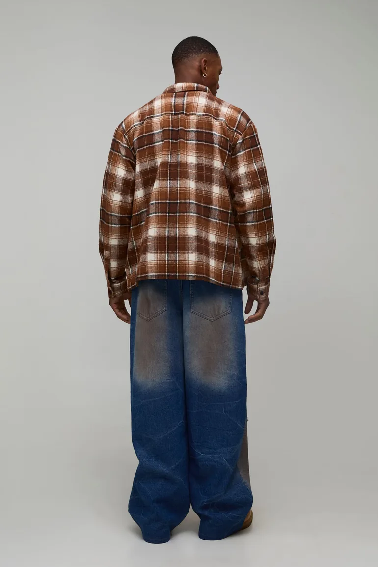 Baggy Fit Tinted Ripped Jeans - mid wash - 1