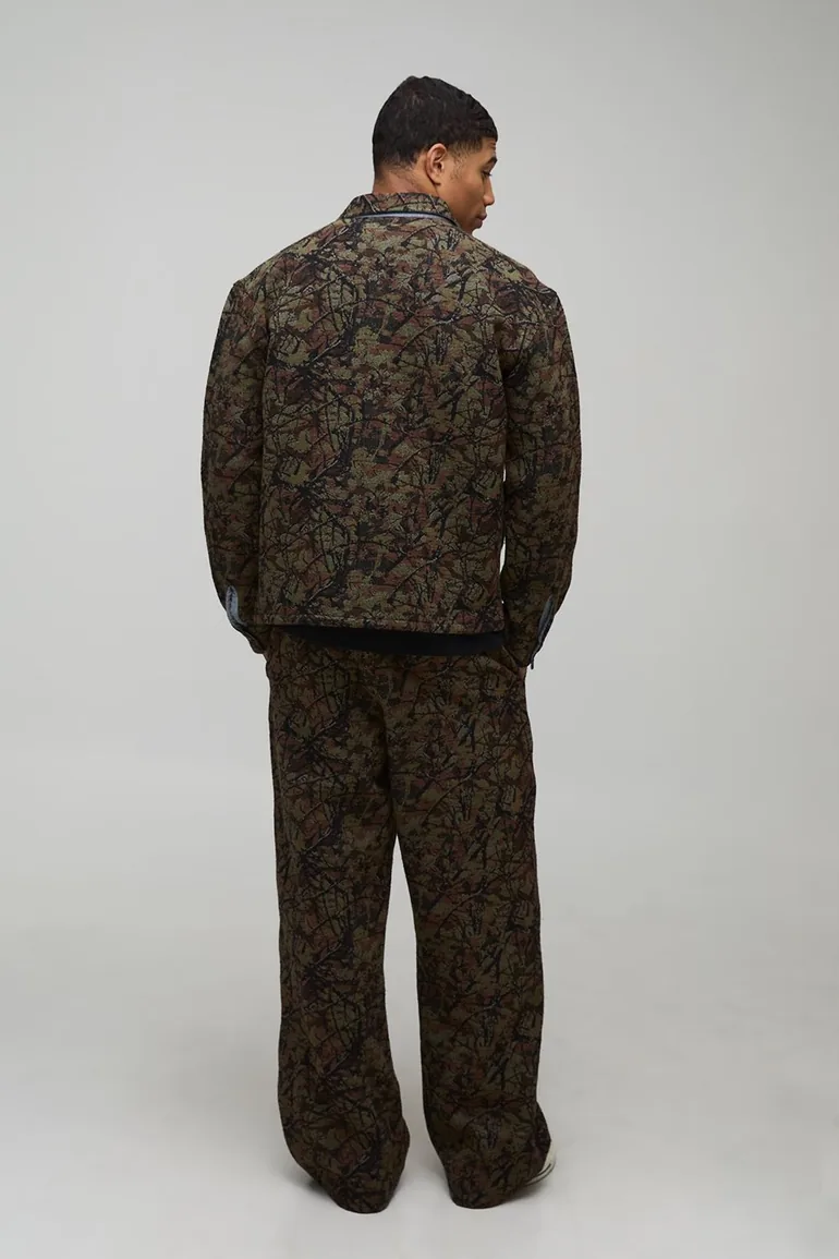 Oversized Acid Washed Camo Overshirt - brown - 1