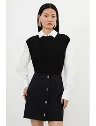 Tall Techno Cotton Woven Skirt With Gold Clasp