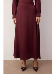 Plum Skater Satin Plain Weave Evening Dress - 3