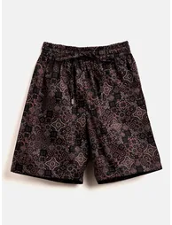 Boys Brown Printed Rayon Shirt and Shorts Set - 3