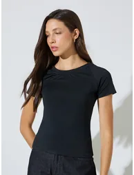 Solid Raglan Sleeve Fitted T-shirt - 2