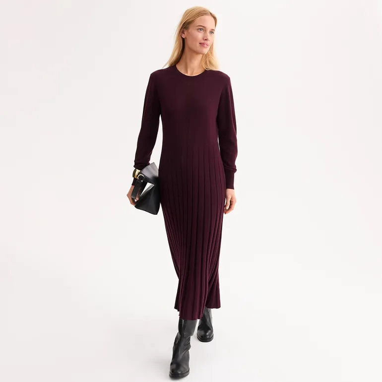 Knitted Full Maxi Dress with Long Sleeves