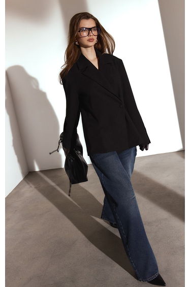 Black Wrap Detail Blazer