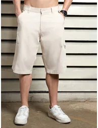 Solid Cargo Shorts with Belt Loops - 1